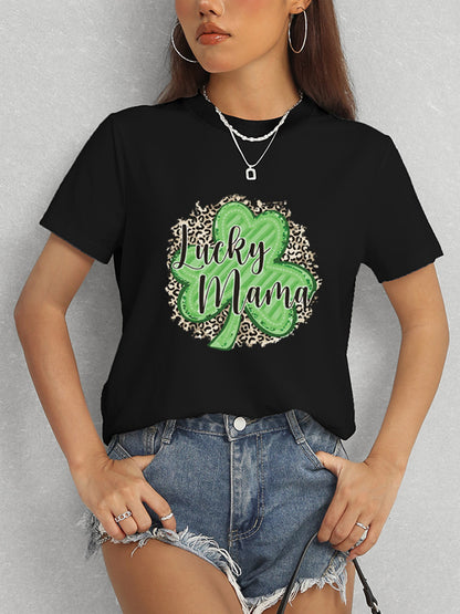 LUCKY MAMA Round Neck T-Shirt