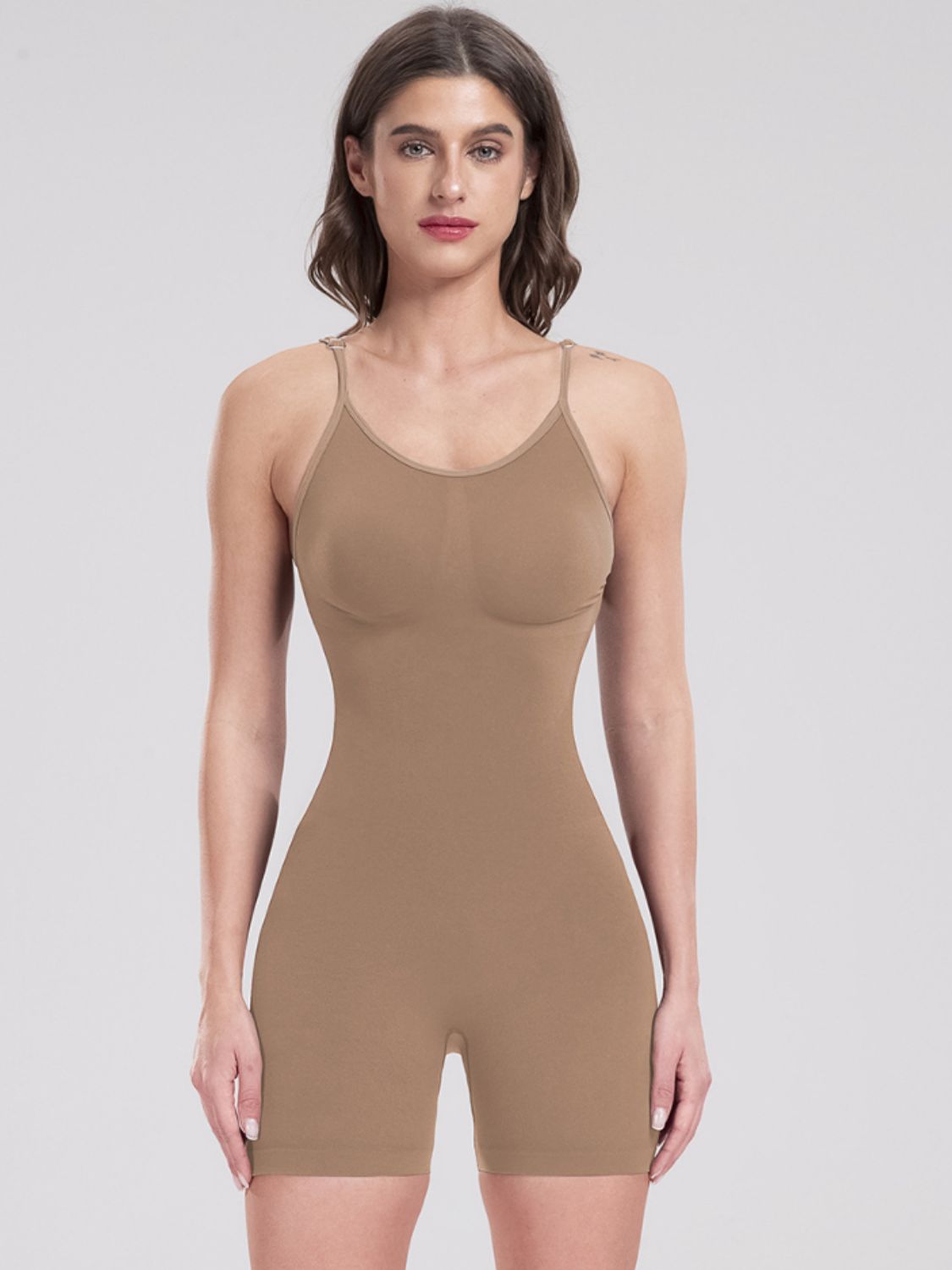 Scoop Neck Spaghetti Strap Active Romper