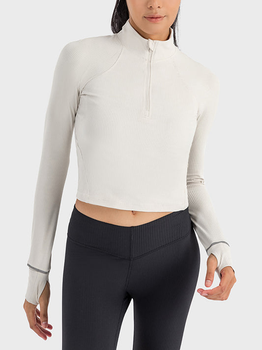 Mock Neck Half Zip Long Sleeve Sport Top