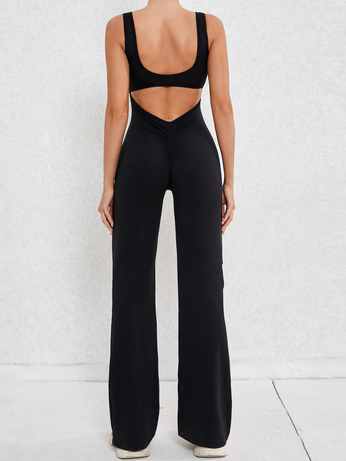 Cutout Wide Strap Scoop Neck Active Jumpsuit