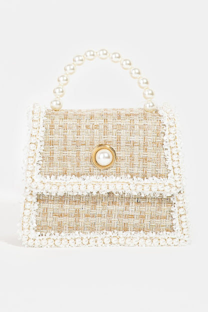 Fame Pearly Trim Woven Handbag